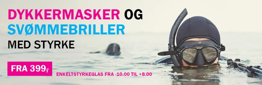 Dykker i vandet med dykkermaske med styrke fra Eyewoman,