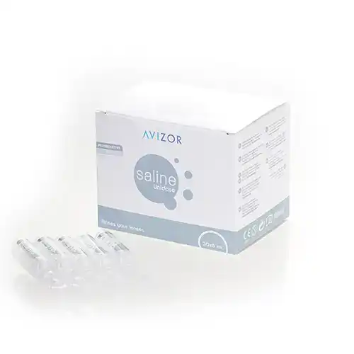 Æske med Avizor Saline Unidose kontaktlinsevæsker