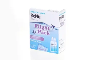 Æske med Renu Flight Pack kontaktlinsevæske