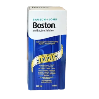 Flaske med Boston Simplus Multi Action Solution kontaktlinsevæske