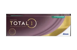 Æske med Alcon Dailies Total 1 kontaktlinser mod astigmatisme