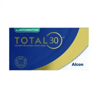 Æske med Total 30 kontaktlinser mod astigatisme