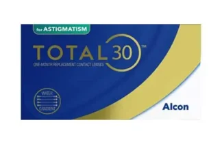 Æske med Total 30 kontaktlinser mod astigatisme